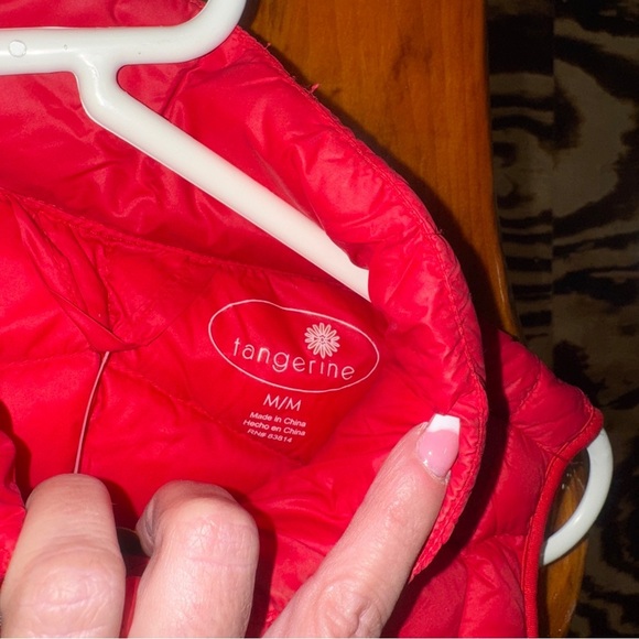 Red Quilted Puffer Vest with Stand-Up Collar - Picture 5 of 7